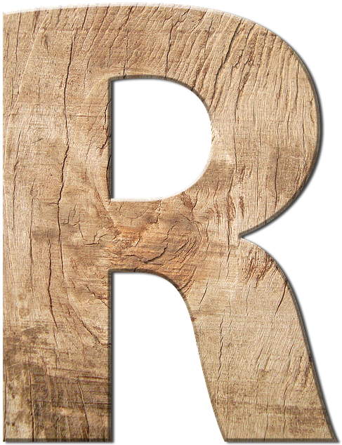 Wooden Letter R Texture PNG
