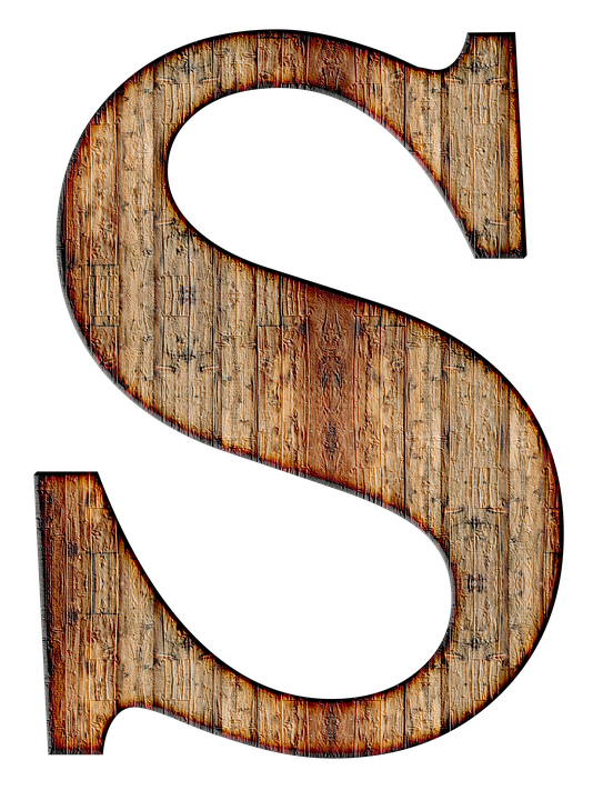 Wooden Letter S Texture PNG