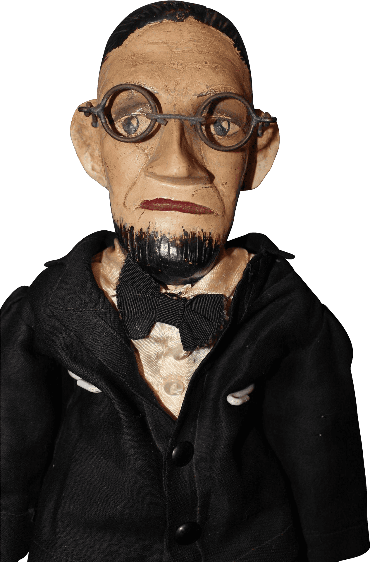 Wooden Lincoln Figurewith Glasses PNG