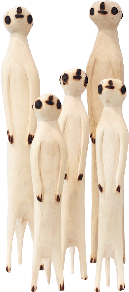 Wooden Meerkat Figurines PNG