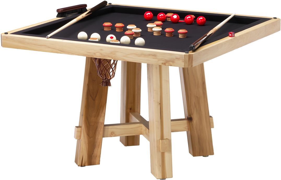 Wooden Mini Pool Table With Accessories PNG