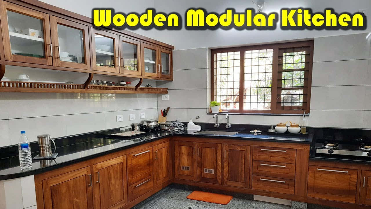 Wooden Modular Kitchen With Window Picture