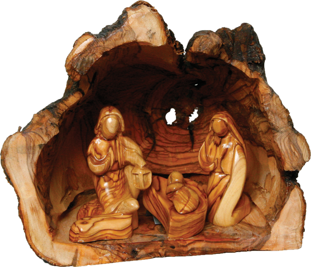 Wooden Nativity Scene Carving PNG