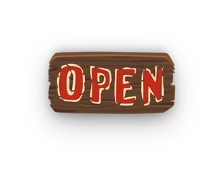 Wooden Open Sign Illustration PNG