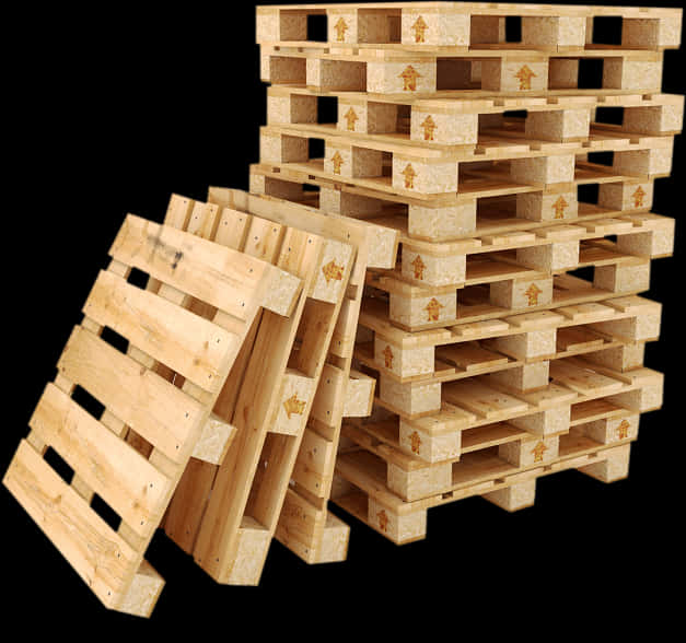 Wooden Pallets Stacked Isolated PNG