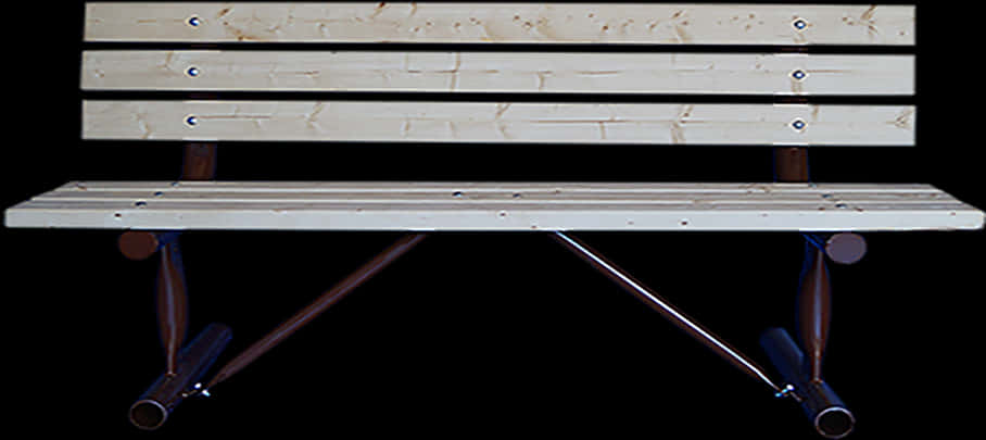 Wooden Park Bench Isolatedon Black PNG