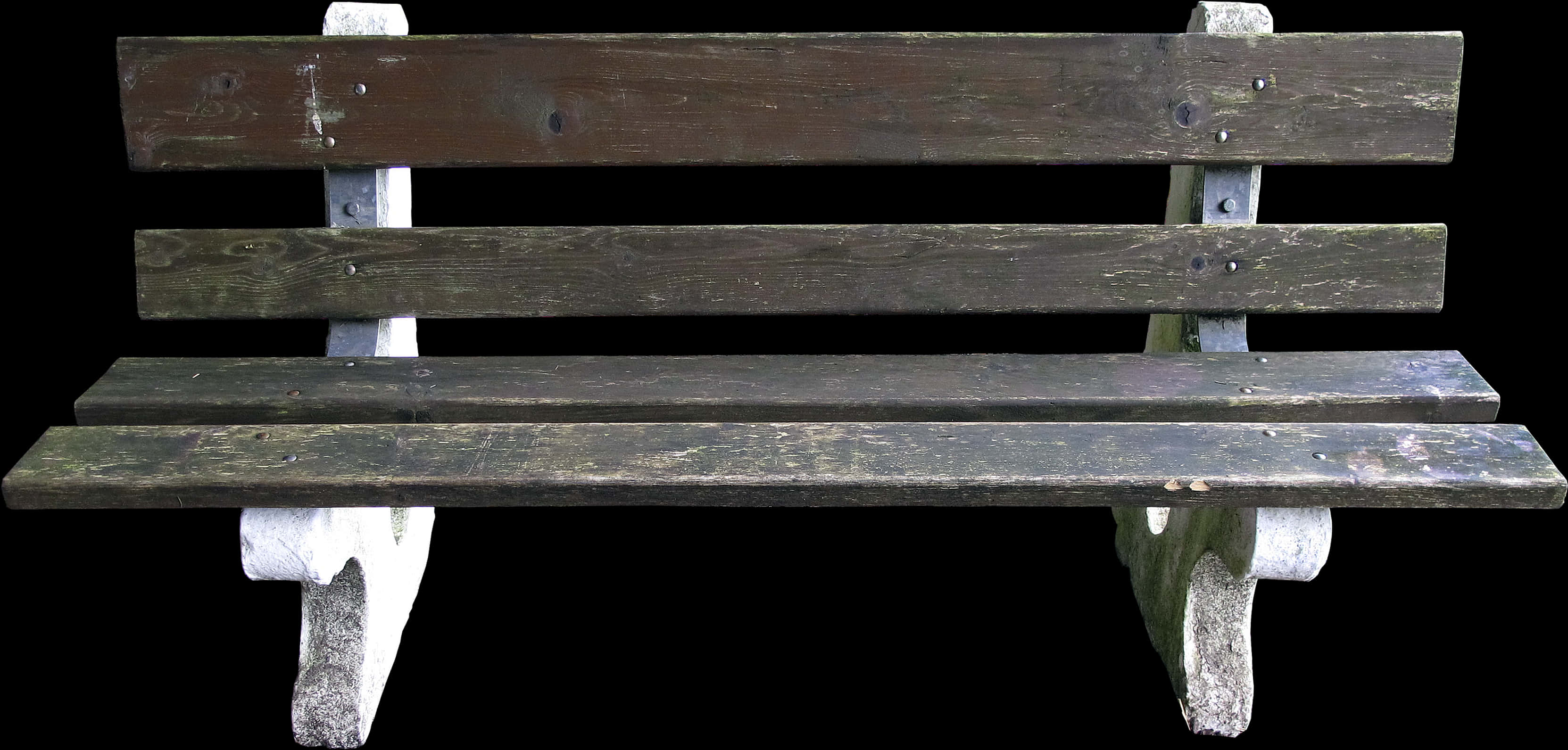 Wooden Park Bench Isolatedon Black Background PNG
