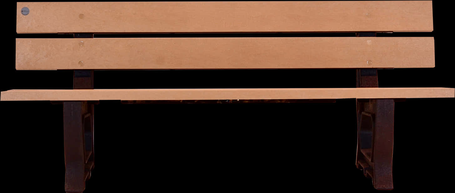 Wooden Park Bench Isolatedon Black PNG