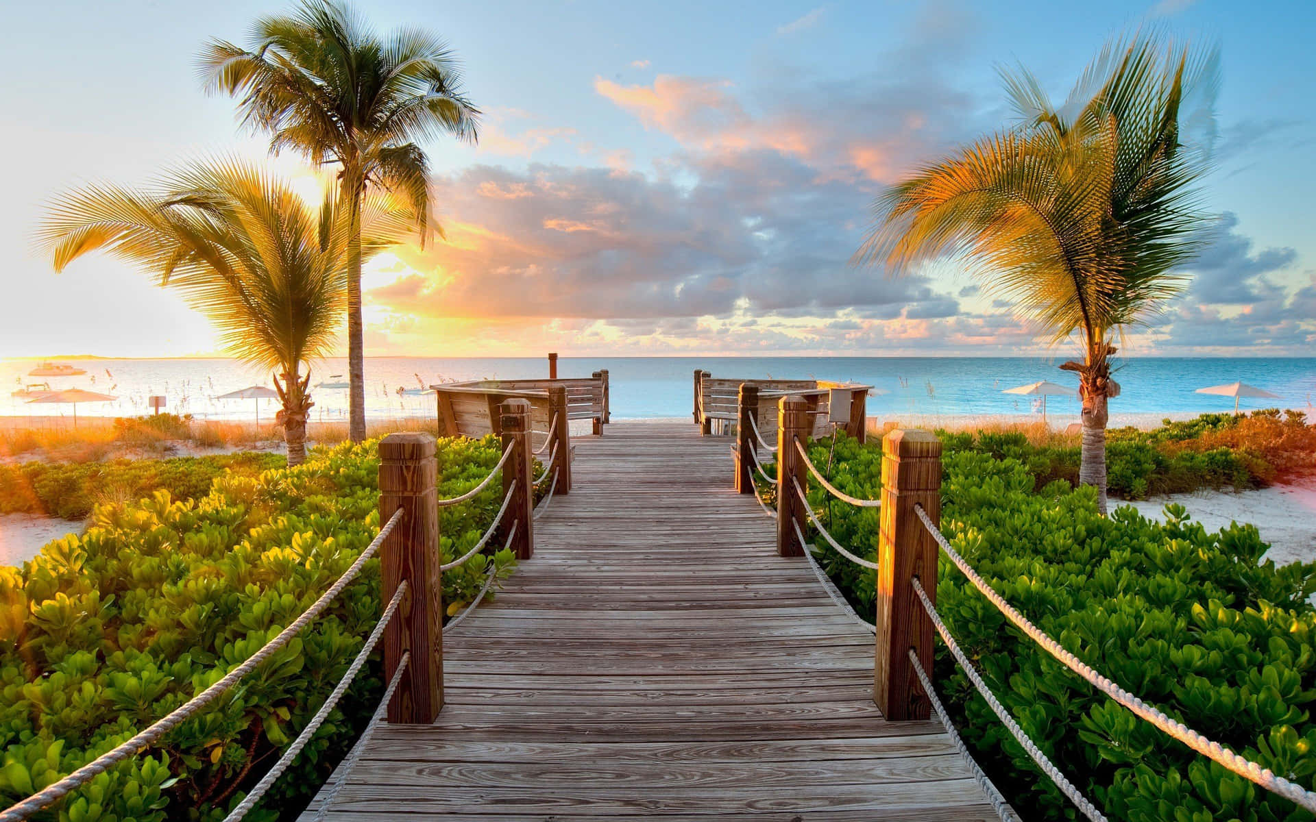Wooden Path To The Sea Wallpaper