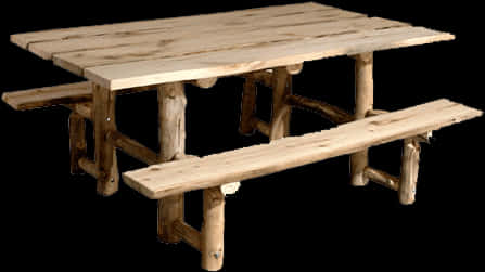 Wooden Picnic Tablewith Benches PNG