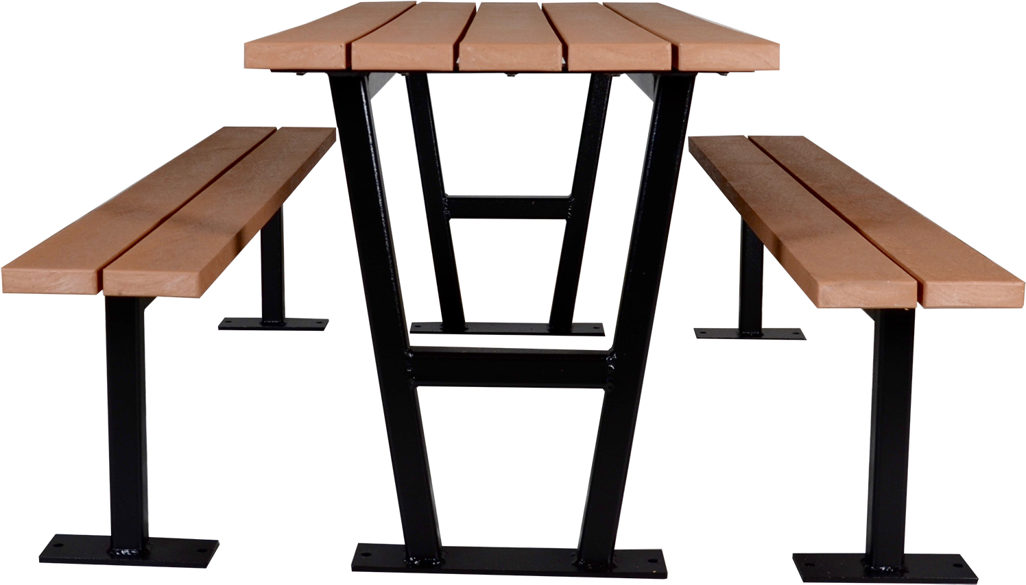 Wooden Picnic Tablewith Metal Frame PNG