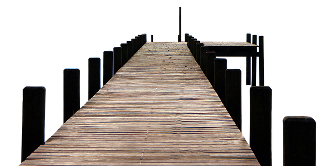 Wooden Pier Over Water Nighttime PNG