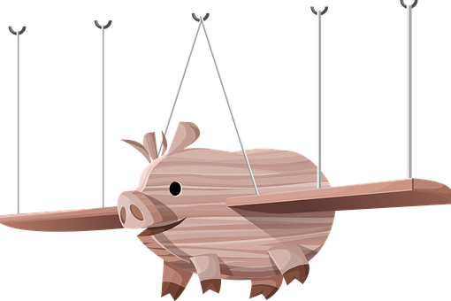 Wooden Pig Mobile Art PNG