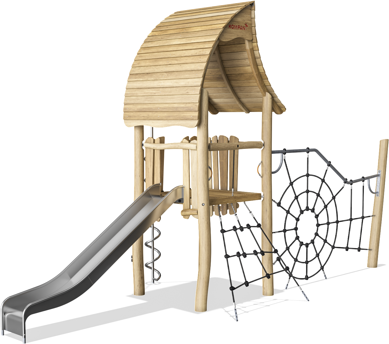 Wooden Playground Structurewith Slideand Climbing Net PNG