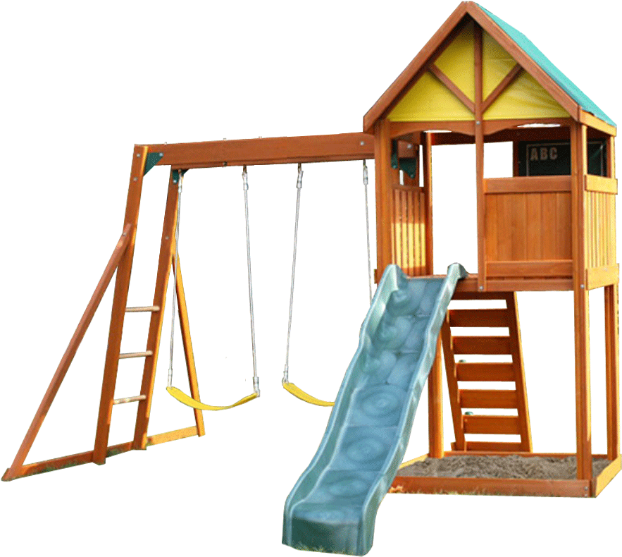 Wooden Playsetwith Slideand Swings PNG