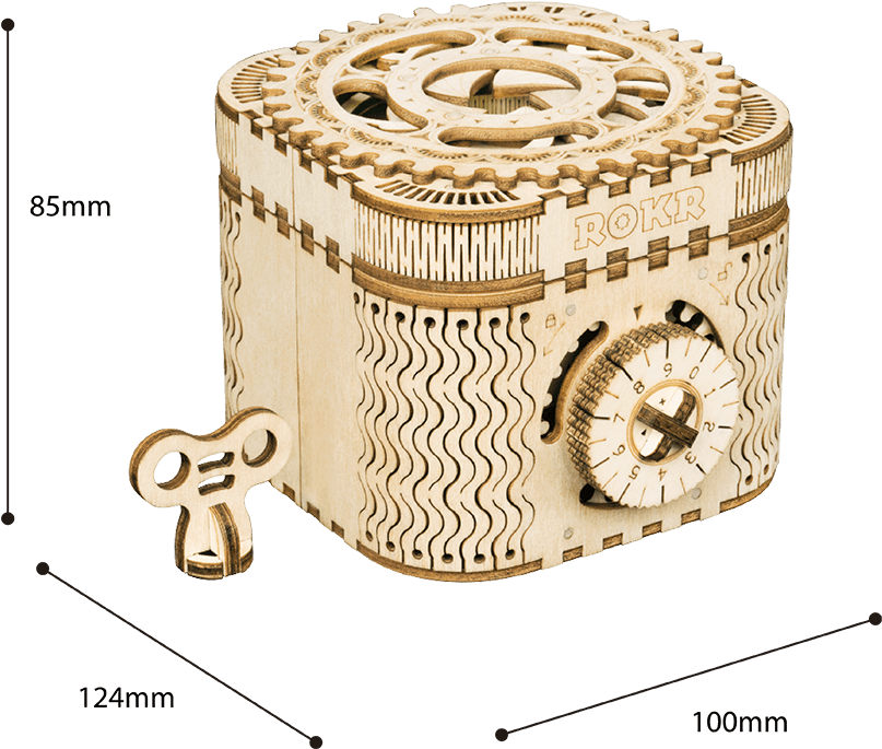 Wooden Puzzle Treasure Box Dimensions PNG