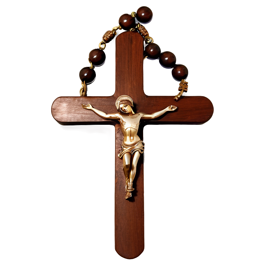 Download Wooden Rosary Cross Png Ggf | Wallpapers.com