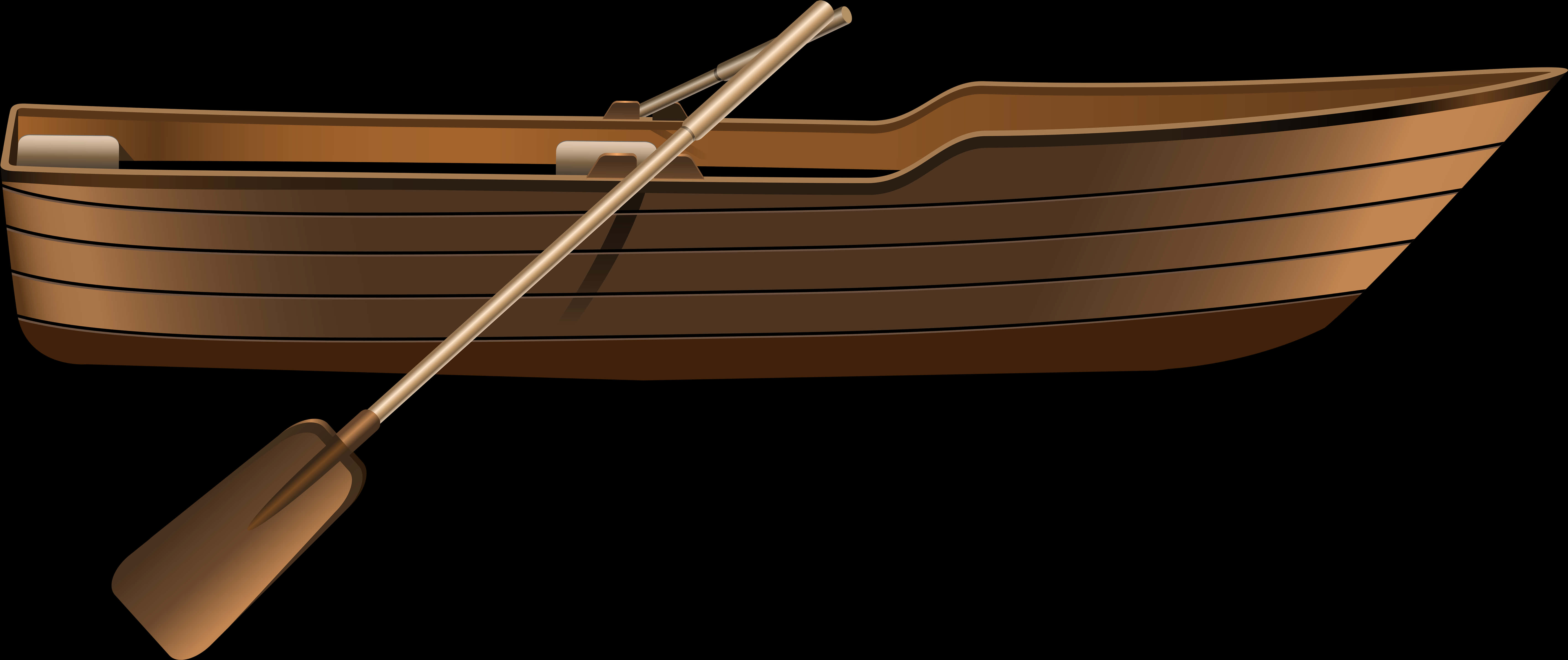 Wooden Rowboatwith Oar PNG