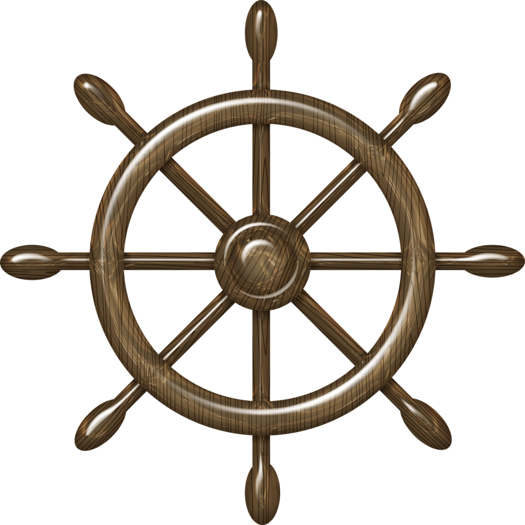 Wooden Ship Steering Wheel PNG