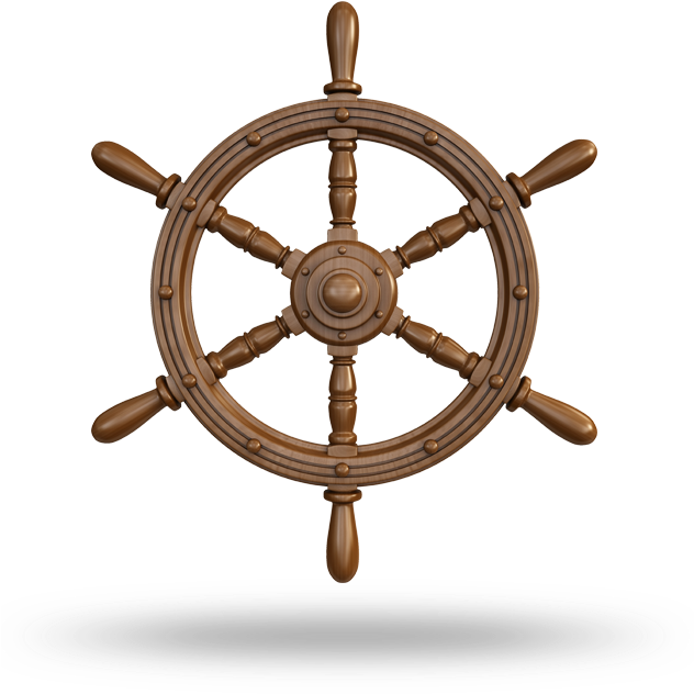 Wooden Ship Wheel Isolated PNG