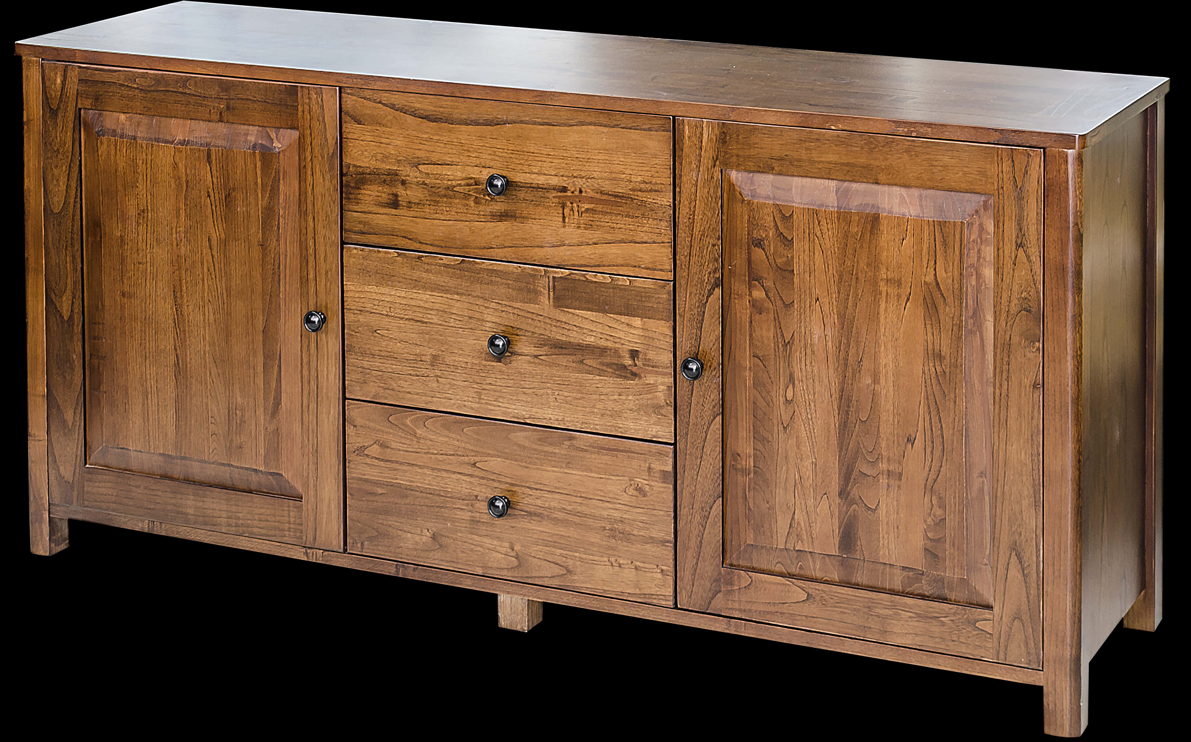 Wooden Sideboard Cabinetwith Drawersand Doors PNG