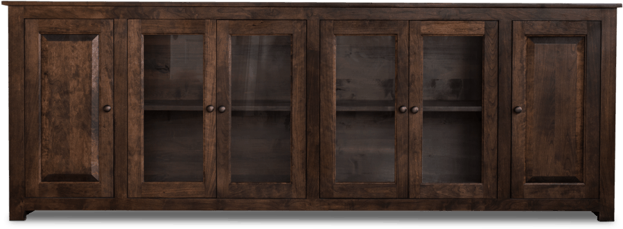 Wooden Sideboardwith Glass Doors PNG