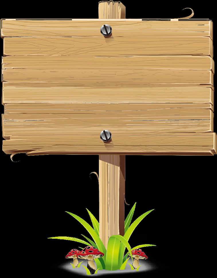 Wooden Signboardwith Frogs PNG