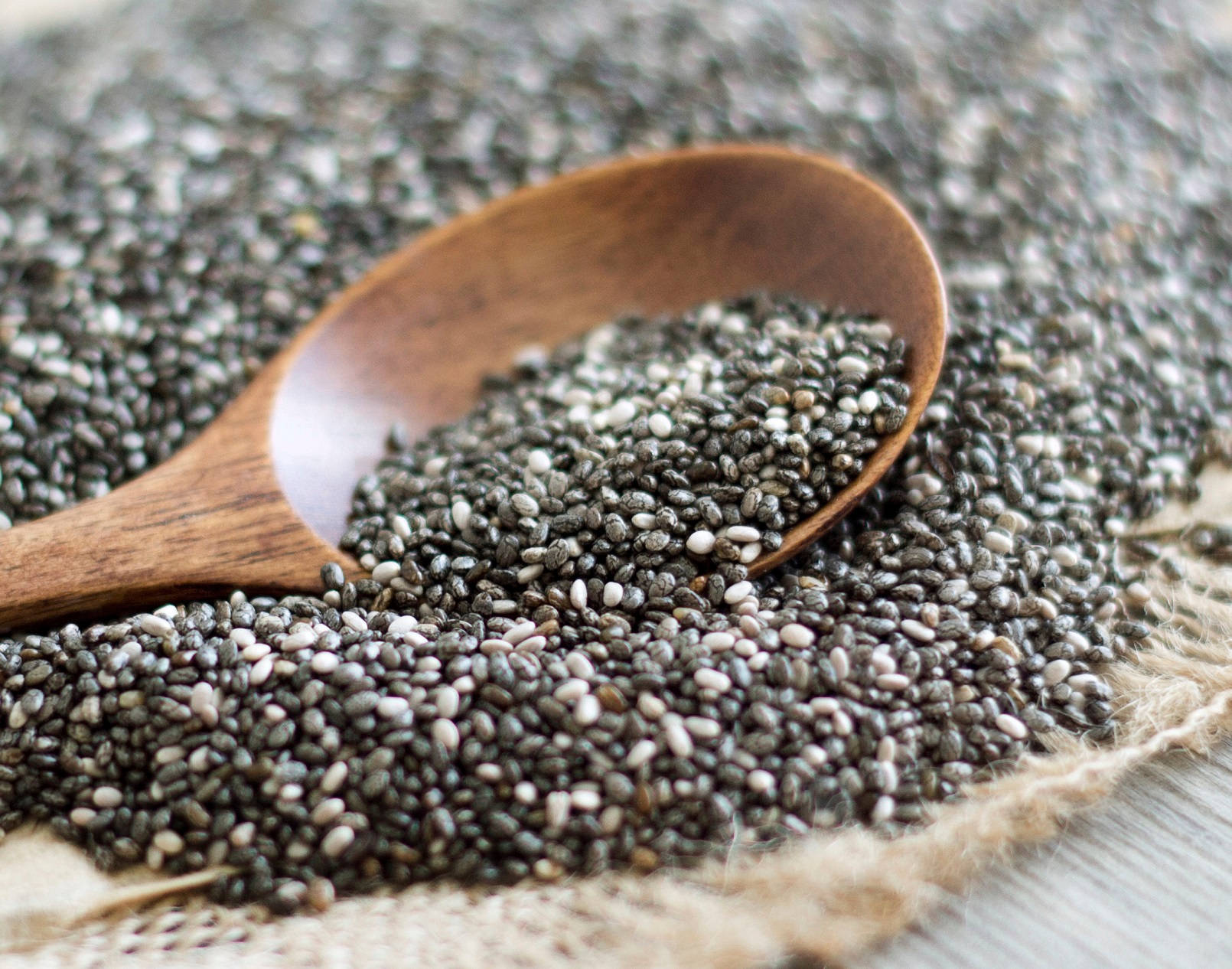 Wooden Spoon With Chia Seeds Wallpaper