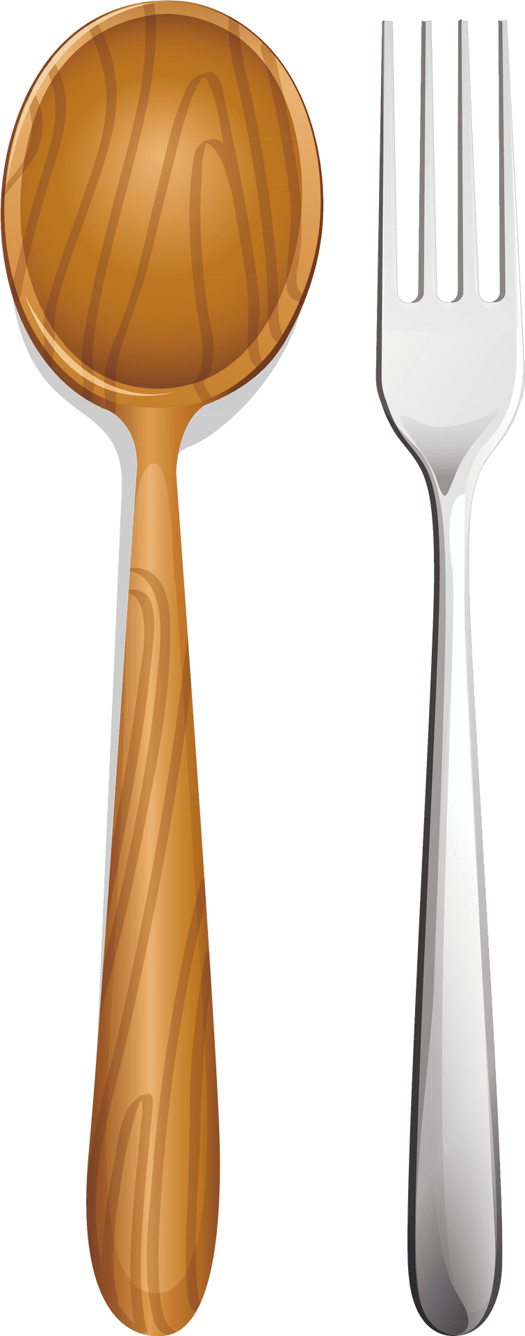 Wooden Spoonand Metal Fork PNG