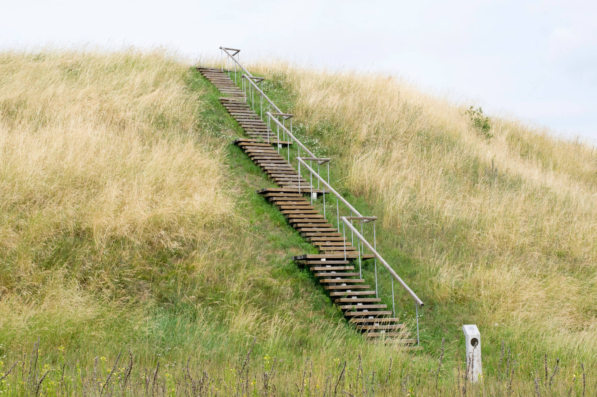 Escadariade Madeira Em Uma Colina Na Lituânia. Papel de Parede