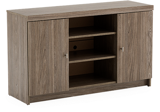 Wooden T V Standwith Storage Compartments PNG