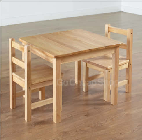 Wooden Tableand Chairs Set PNG