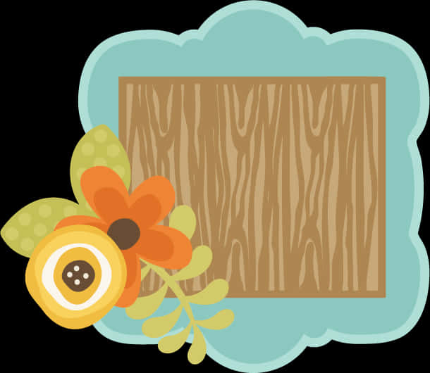 Wooden Texture Floral Frame Graphic PNG