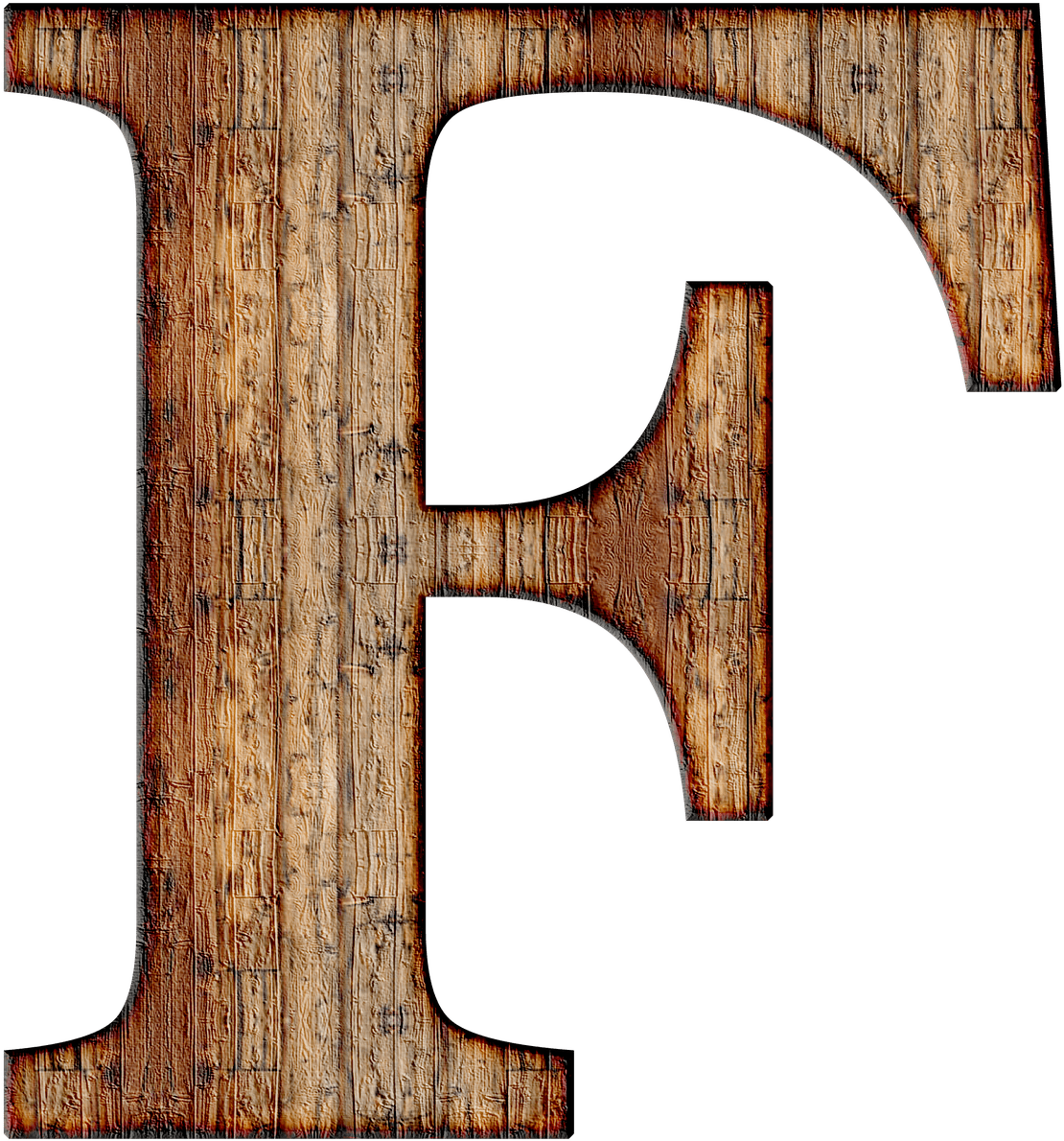 Wooden Texture Letter F PNG