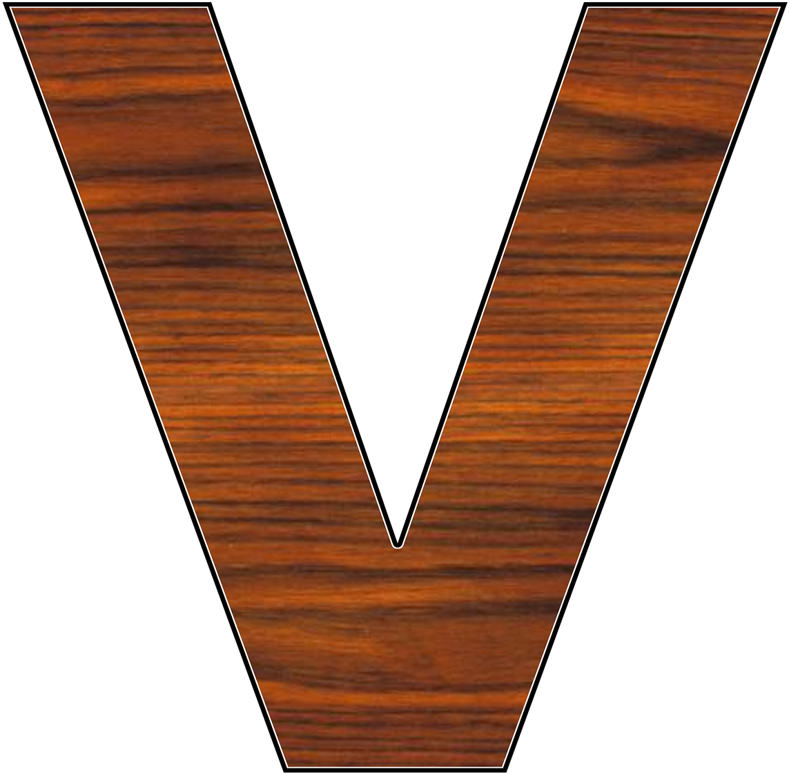 Wooden Texture Letter V PNG