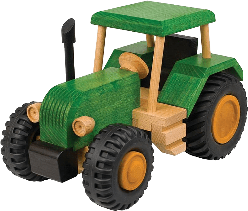 Wooden Toy Tractor Green PNG