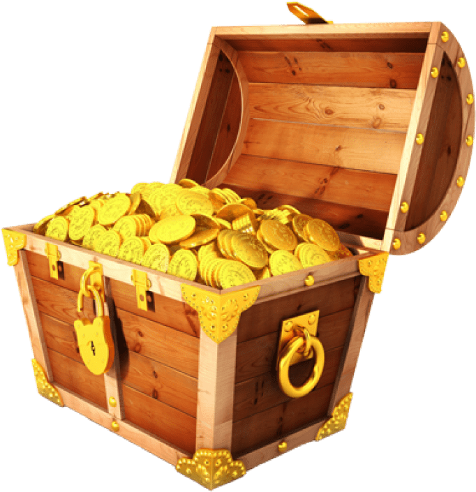 Wooden Treasure Chest Fullof Gold Coins.png PNG