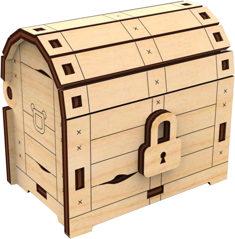 Wooden Treasure Chestwith Lock PNG