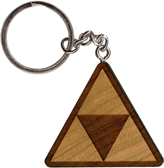 Wooden Triforce Keychain PNG