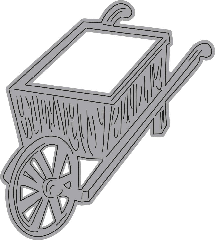 Wooden Wheelbarrow Illustration PNG