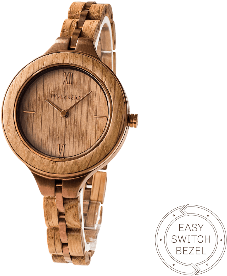 Wooden Wristwatch Product Showcase PNG
