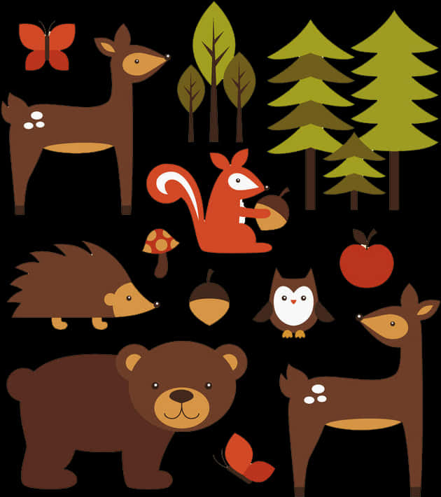 Woodland Creaturesand Forest Elements PNG