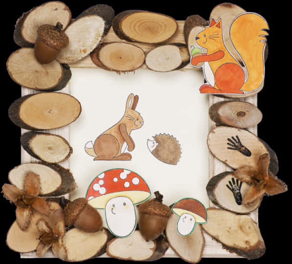Woodland Creaturesand Tree Rings Frame PNG