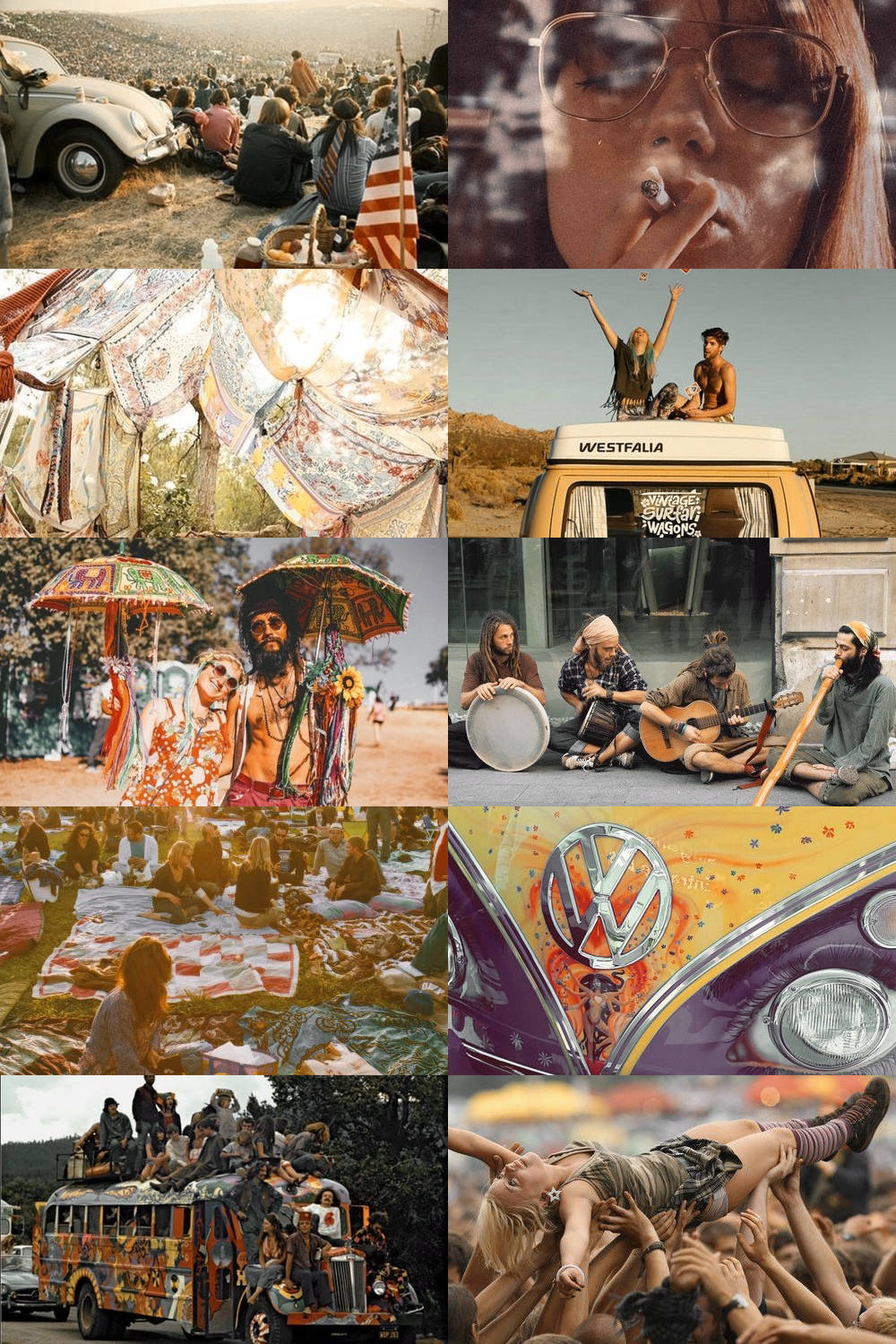 Woodstockästhetik Collage Wallpaper