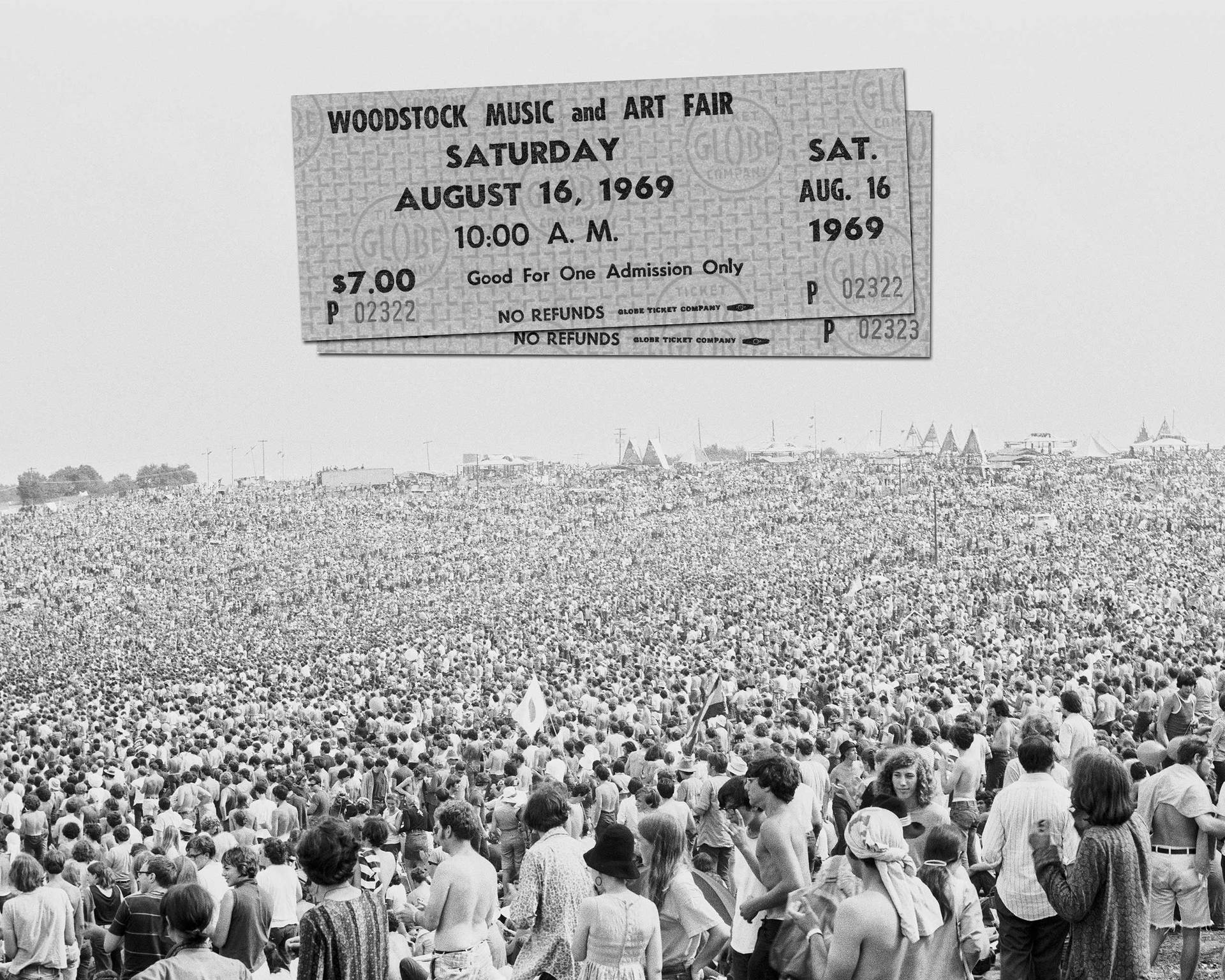 Multidãoe Ingresso Do Woodstock Papel de Parede
