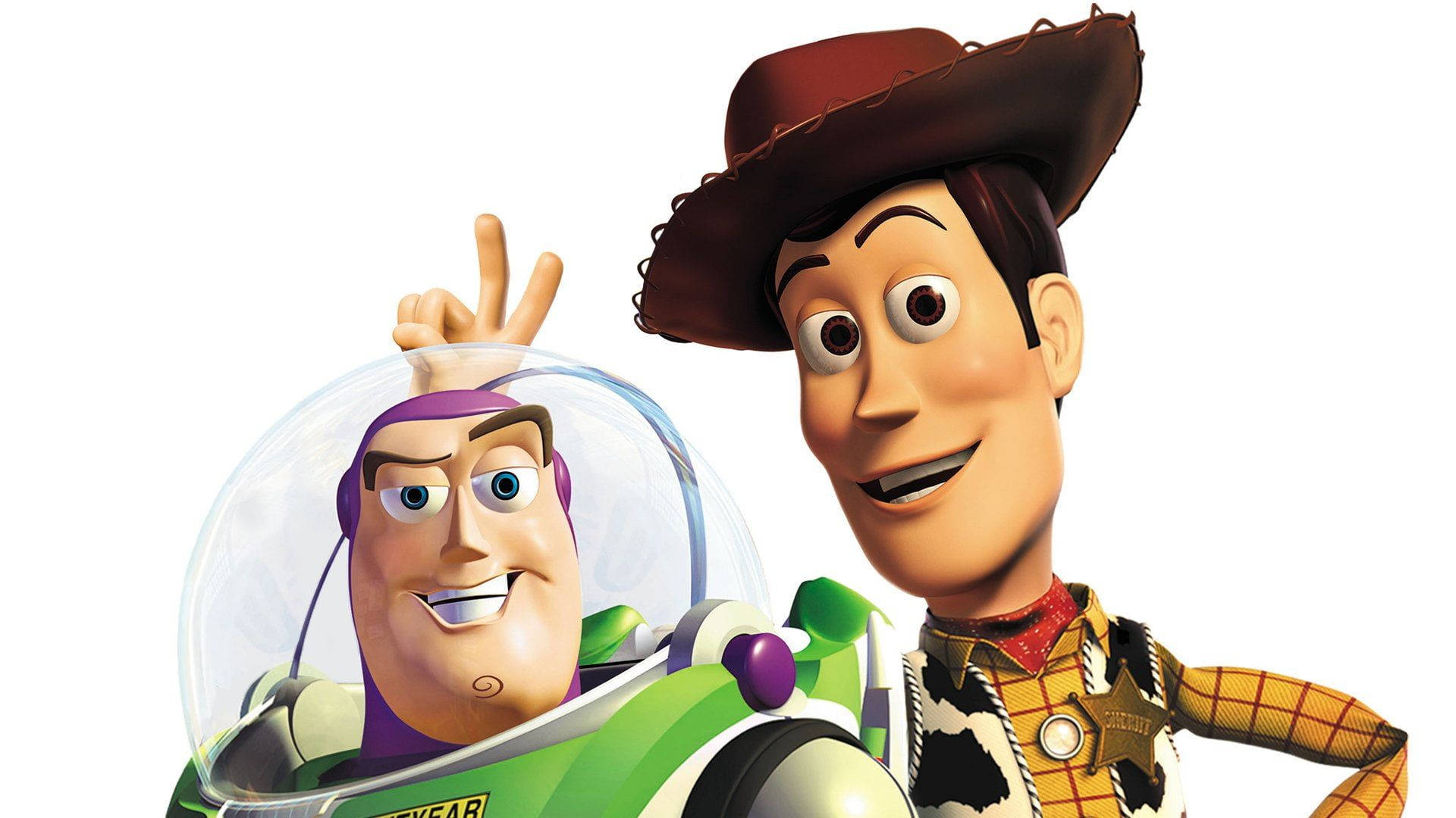 Woody And Lightyear Posing For Picture Wallpaper