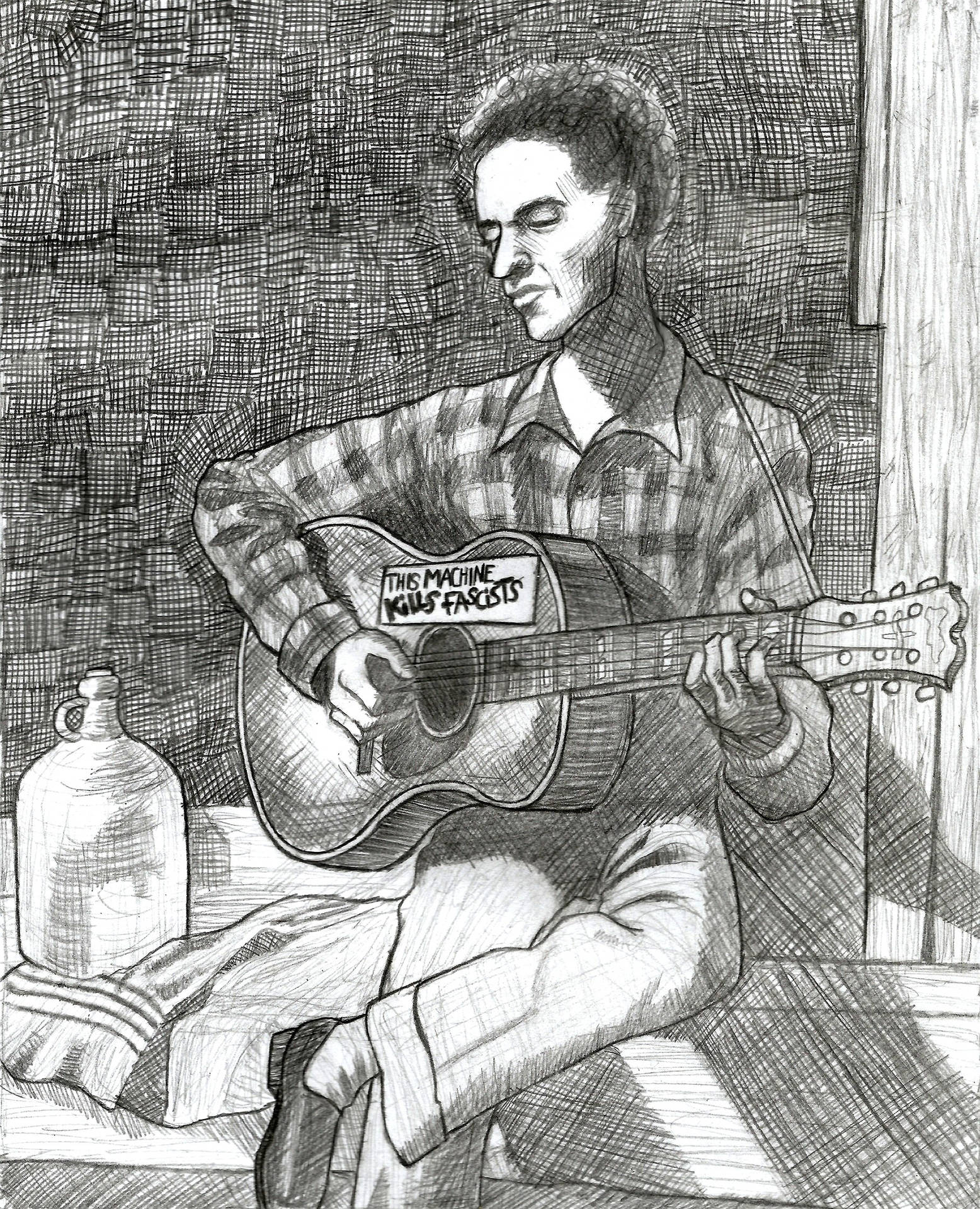 Dibujode Woody Guthrie. Fondo de pantalla