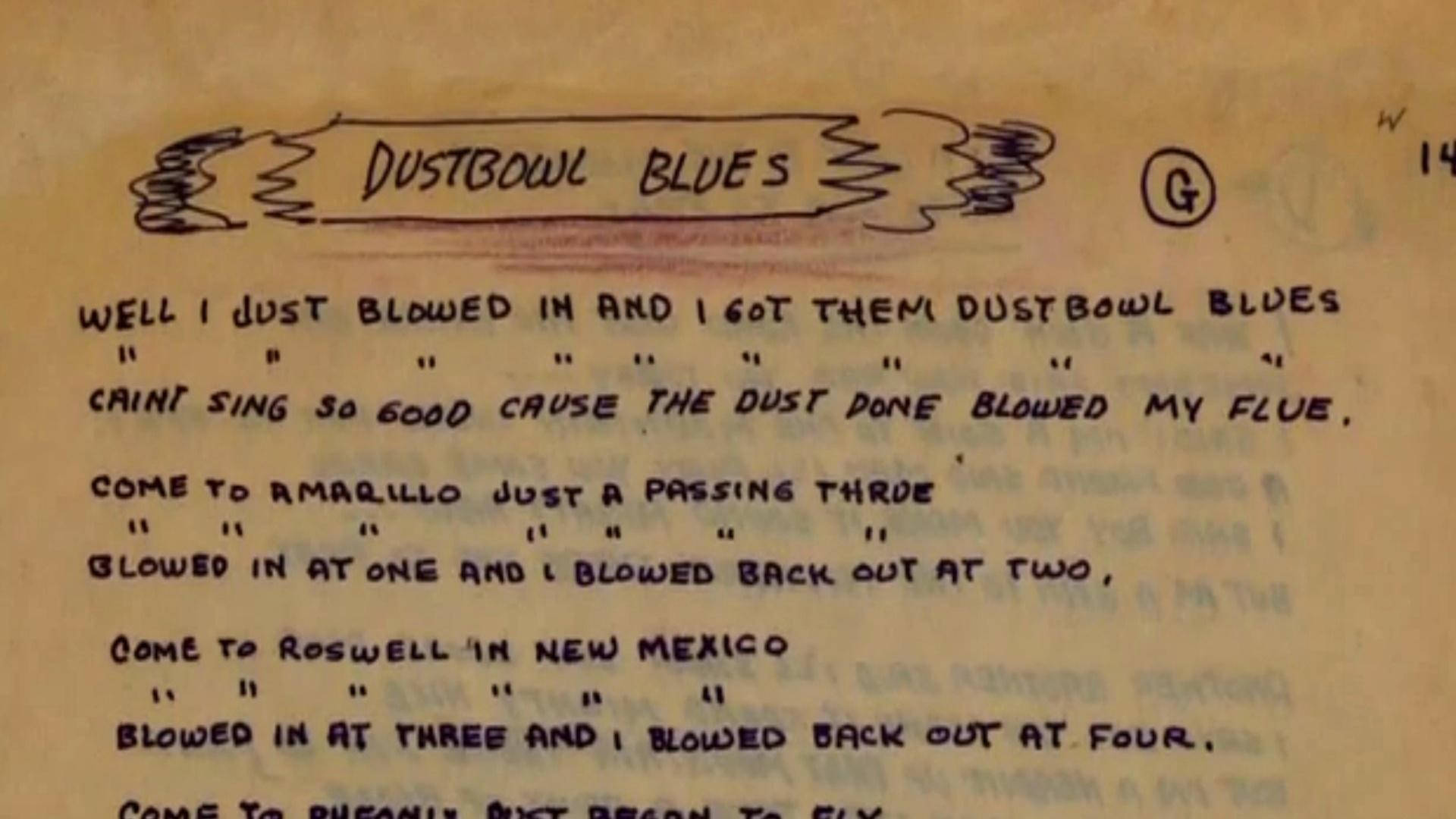 Woody Guthrie's Dustbowl Blues Lyrics Wallpaper