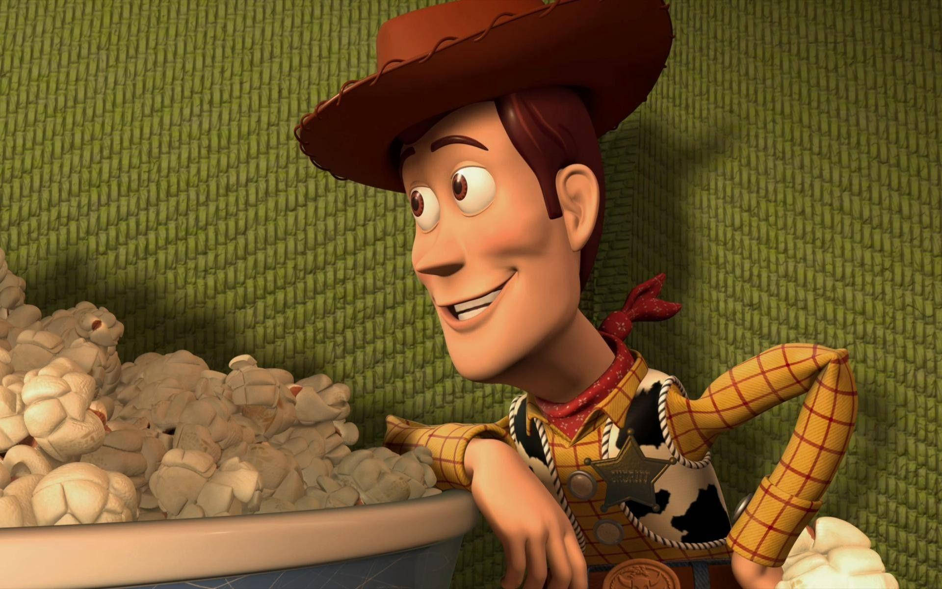 Woody With Popcorn Background