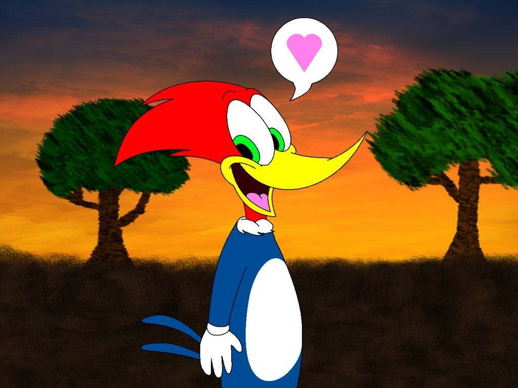 Woody Woodpecker laughs it up in classic cartoon style Wallpaper